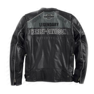 Handmade Men’s Black Legendary Harley Davidson Motorcycles Leather Jacket