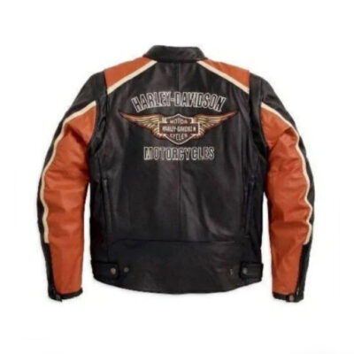 Harley Davidson Mens CLASSIC Orange CRUISER Jacket