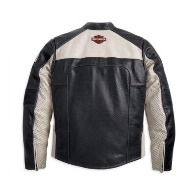 Men’s Vintage black & white Motorcycle Leather Jacket