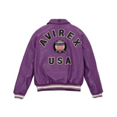 Avirex Bomber Purple Leather Jacket