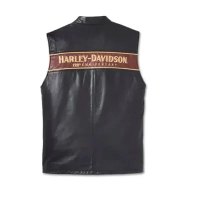 Harley Davidson Men’s 120th Anniversary Biker Vest Motorcycle Real Leather Vest, Moto Vest, Real High Quality Leather Vest, Gift for Father